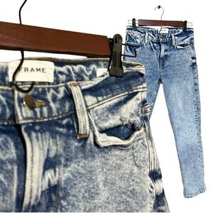 Frame acid wash light blue denim size 25 Le High Straight jeans